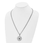 Stainless Steel Polished w/Black Enamel Saw Blade with Skull 24in Necklace