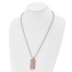 Stainless Steel Polished and Textured Brown IP-plated 24in Necklace