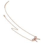 Stainless Steel Polished Rose IP-plated Crystal Bow w/1.75in ext Necklace