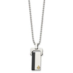 Stainless Steel Polished Yellow & Black IP-plated Dog Tag 20in Necklace