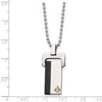 Stainless Steel Polished Yellow & Black IP-plated Dog Tag 20in Necklace