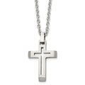 Chisel Stainless Steel Brushed and Polished Cut-out Cross Pendant on a 20 inch Cable Chain Necklace