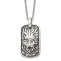 Chisel Stainless Steel Antiqued and Polished Mystical Lion Dog Tag on a 22 inch Cable Chain Necklace