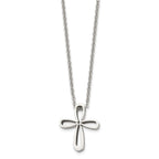 Chisel Stainless Steel Polished Open Cross Pendant on an 18 inch Cable Chain Necklace