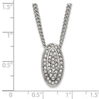 Stainless Steel Polished Crystal Oval Necklace