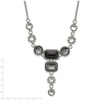 Stainless Steel Polished/Antiqued Fancy Glass Beads w/2in ext. Necklace