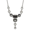Stainless Steel Polished/Antiqued Fancy Glass Beads w/2in ext. Necklace