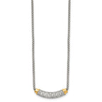 Stainless Steel Polished Yellow PVD-plated CZ Bar w/2in ext. Necklace