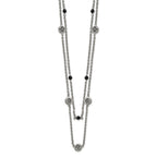 Stainless Steel Polished w/Black Onyx & Acrylic Beads w/2in ext Necklace