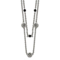 Stainless Steel Polished w/Black Onyx & Acrylic Beads w/2in ext Necklace