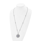Stainless Steel Polished Synthetic Purple Calcedony w/2in ext Necklace