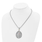 Stainless Steel Antiqued and Polished Multicolor CZ w/1.75in ext Necklace