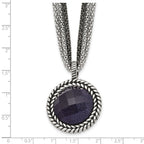 Stainless Steel Antiqued & Polished Blue Sandstone w/2in ext Reversible Nec
