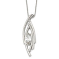 Stainless Steel Polished and Textured w/CZ 24in w/2in ext Necklace