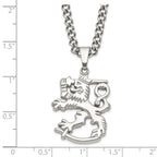 Stainless Steel Polished Lion w/ 2in ext. Necklace