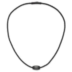 Chisel Stainless Steel Polished Black IP-plated Leather Cord 20 inch Necklace