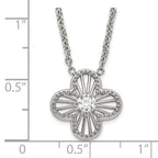 Stainless Steel Polished CZ Flower Necklace