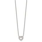 Chisel Stainless Steel Polished CZ Open Heart on an 18 inch Cable Chain Necklace
