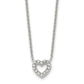 Chisel Stainless Steel Polished CZ Open Heart on an 18 inch Cable Chain Necklace