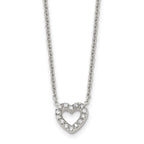 Chisel Stainless Steel Polished CZ Open Heart on an 18 inch Cable Chain Necklace
