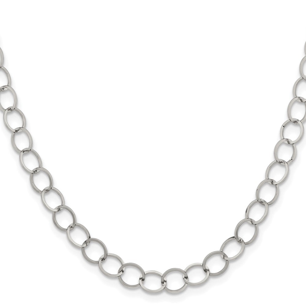 Stainless Steel Polished 8mm Circle Link Necklace