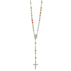 Chisel Stainless Steel Polished with Agate Beads 31 inch Rosary Necklace