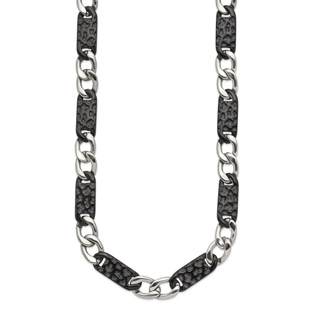 Chisel Stainless Steel Polished Black IP-plated Link Necklace