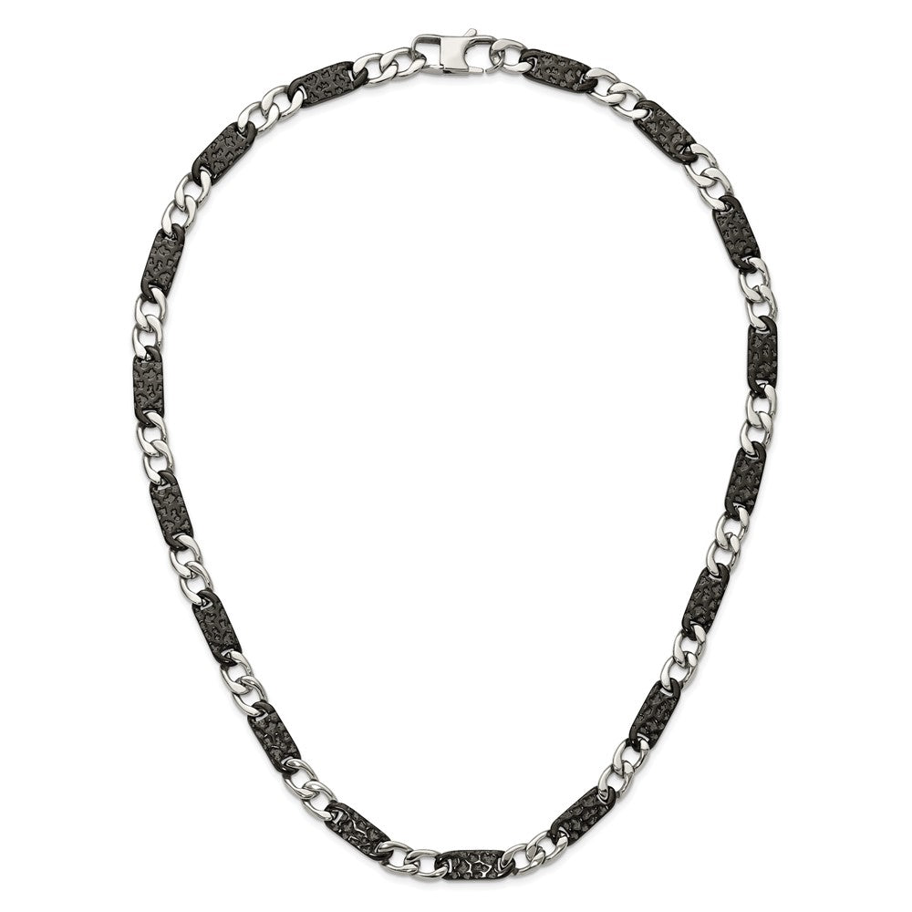 Chisel Stainless Steel Polished Black IP-plated Link Necklace