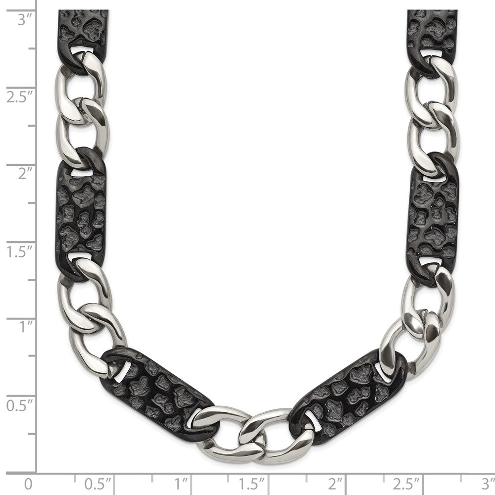 Chisel Stainless Steel Polished Black IP-plated Link Necklace