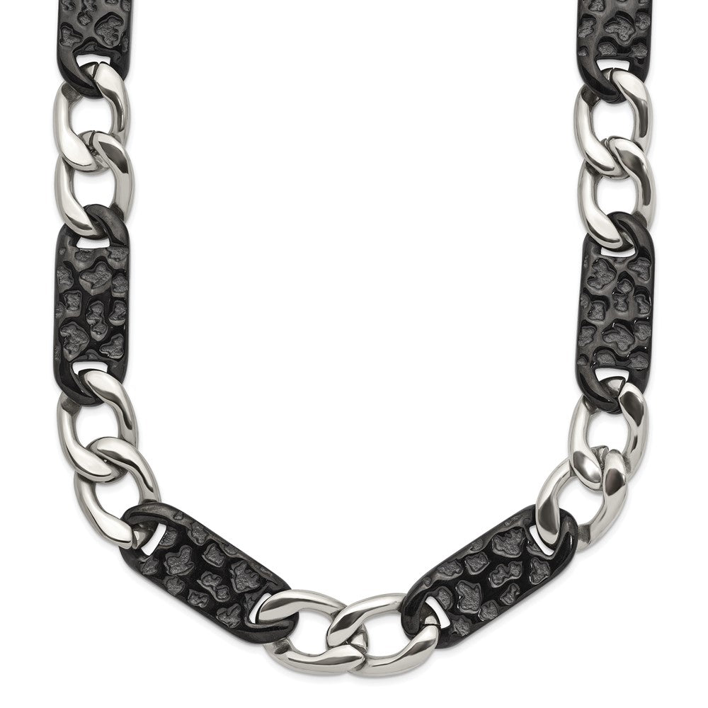 Chisel Stainless Steel Polished Black IP-plated Link Necklace