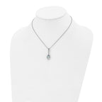 Chisel Stainless Steel Polished Blue Glass Teardrop Pendant on a 17.75 inch Cable Chain with a 2 inch Extension Necklace