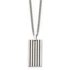 Chisel Stainless Steel Brushed with Black Rubber Inlay Rectangle Dog Tag on a 22 inch Curb Chain Necklace