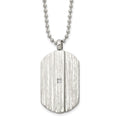 Stainless Steel 20in Brushed & Polished w/CZ Dog Tag Necklace