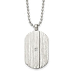 Stainless Steel 20in Brushed & Polished w/CZ Dog Tag Necklace
