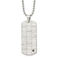 Chisel Stainless Steel Polished and Satin with Black CZ Dog Tag on a 20 inch Ball Chain Necklace