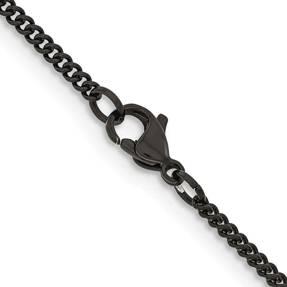 Chisel Stainless Steel Polished Black IP-plated 2.25mm Round Curb Chain