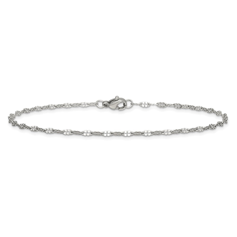 Chisel Stainless Steel Polished Alternate Anchor Link Chain Anklet