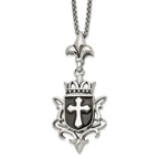 Chisel Stainless Steel Antiqued and Enameled Cross Pendant on a 22 inch Spiga Chain Necklace
