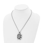 Chisel Stainless Steel Antiqued and Polished Tiger and Skull Pendant on a 20 inch Rope Chain Necklace