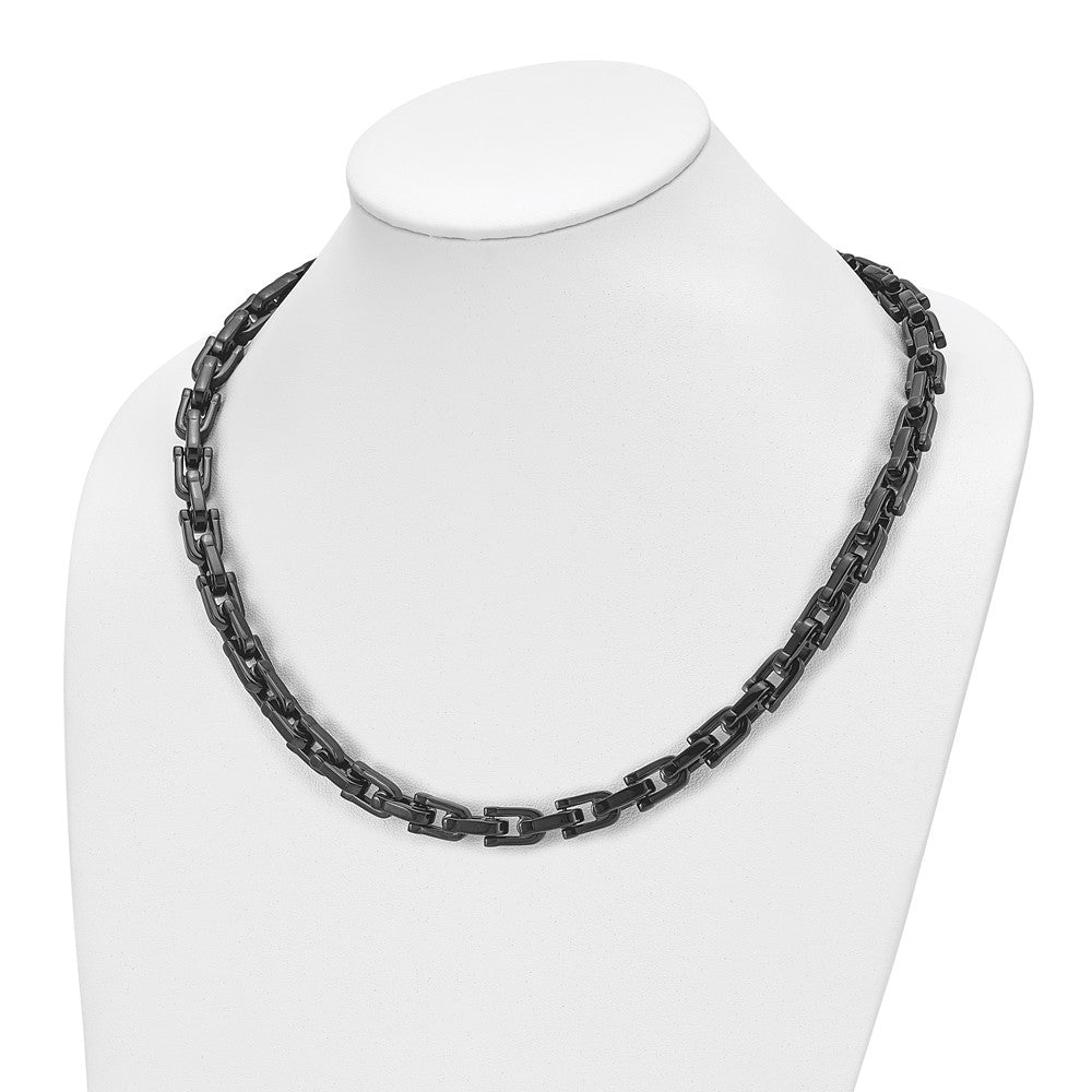 Chisel Stainless Steel Polished Black IP-plated Link Necklace