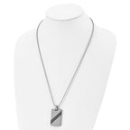 Chisel Stainless Steel Polished with 1/2 carat Black Diamond Dog Tag on a 24 inch Ball Chain Necklace