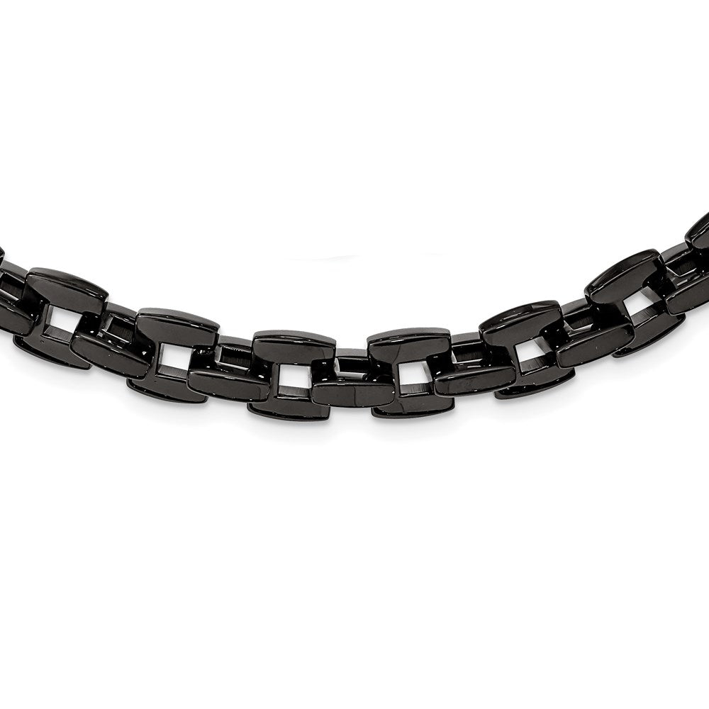Chisel Stainless Steel Polished Black IP-plated Link Necklace