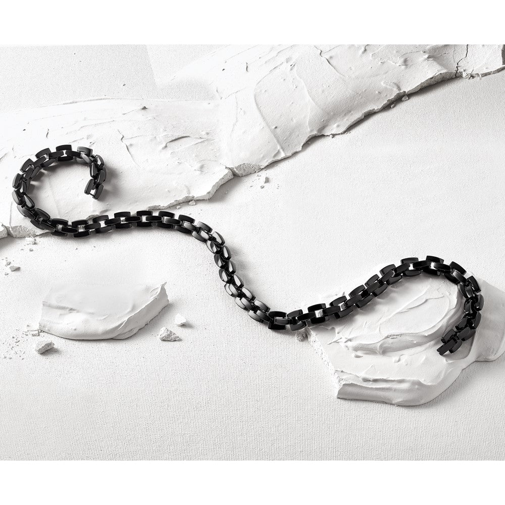 Chisel Stainless Steel Polished Black IP-plated Link Necklace