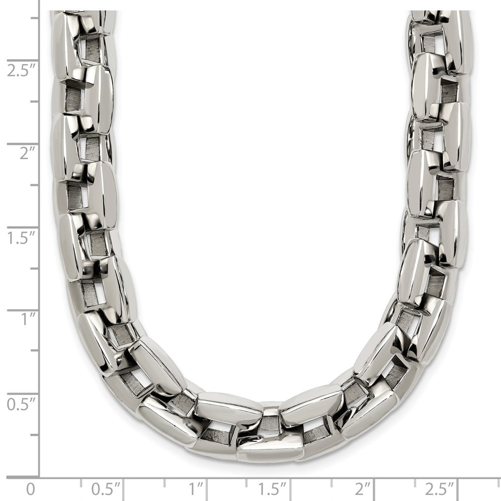 Chisel Stainless Steel Polished Square Link Necklace