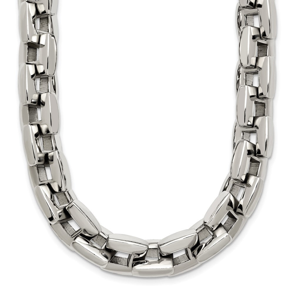 Chisel Stainless Steel Polished Square Link Necklace