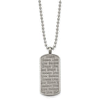 Chisel Stainless Steel Antiqued Brushed and Textured Live/Dream/Believe Dog Tag on a 24 inch Ball Chain Necklace