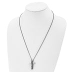 Chisel Stainless Steel Polished Black IP-plated .01 carat Diamond Cross Pendant on a 24 inch  Curb Chain Necklace