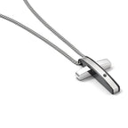 Chisel Stainless Steel Polished Black IP-plated .01 carat Diamond Cross Pendant on a 24 inch  Curb Chain Necklace