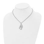 Stainless Steel Polished w/CZ Hearts 16.5in w/2in ext Necklace