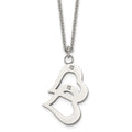 Stainless Steel Polished w/CZ Hearts 16.5in w/2in ext Necklace